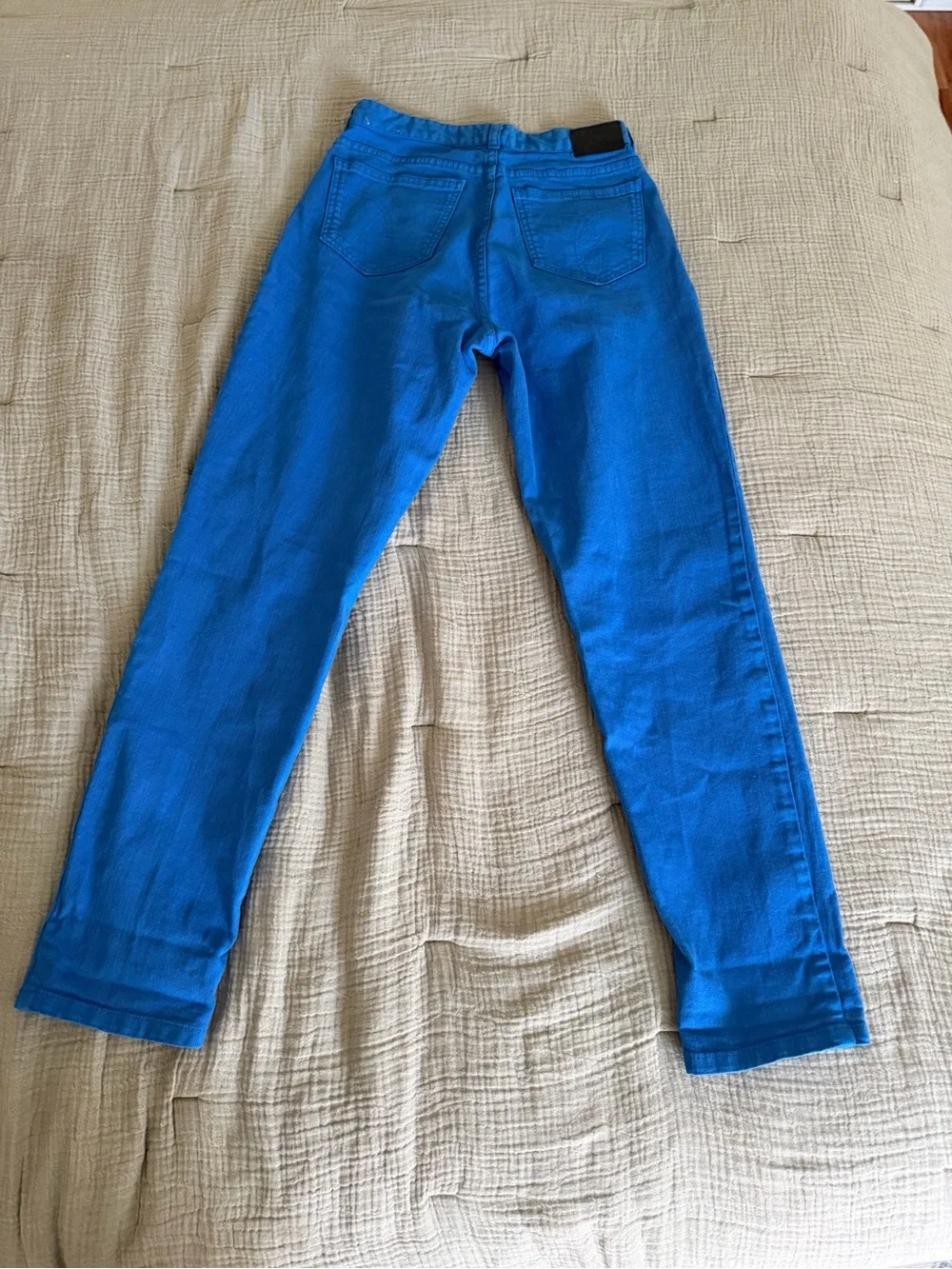 Fiorucci Tara High Rise Tapered Jeans Bright Blue Size 28